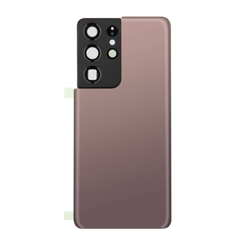 Vitre arrière compatible pour Samsung Galaxy S21 Ultra Marron photo 1